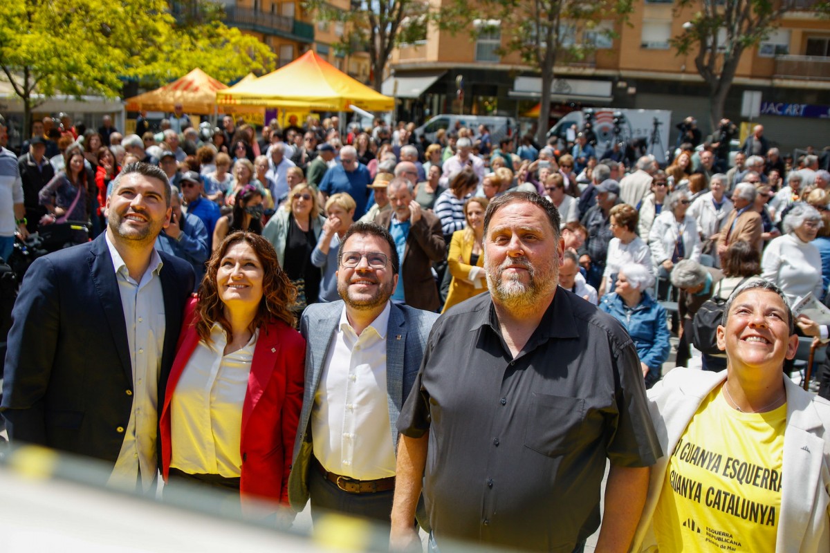 ERC celebra su mitin central en Pineda de Mar (Barcelona).