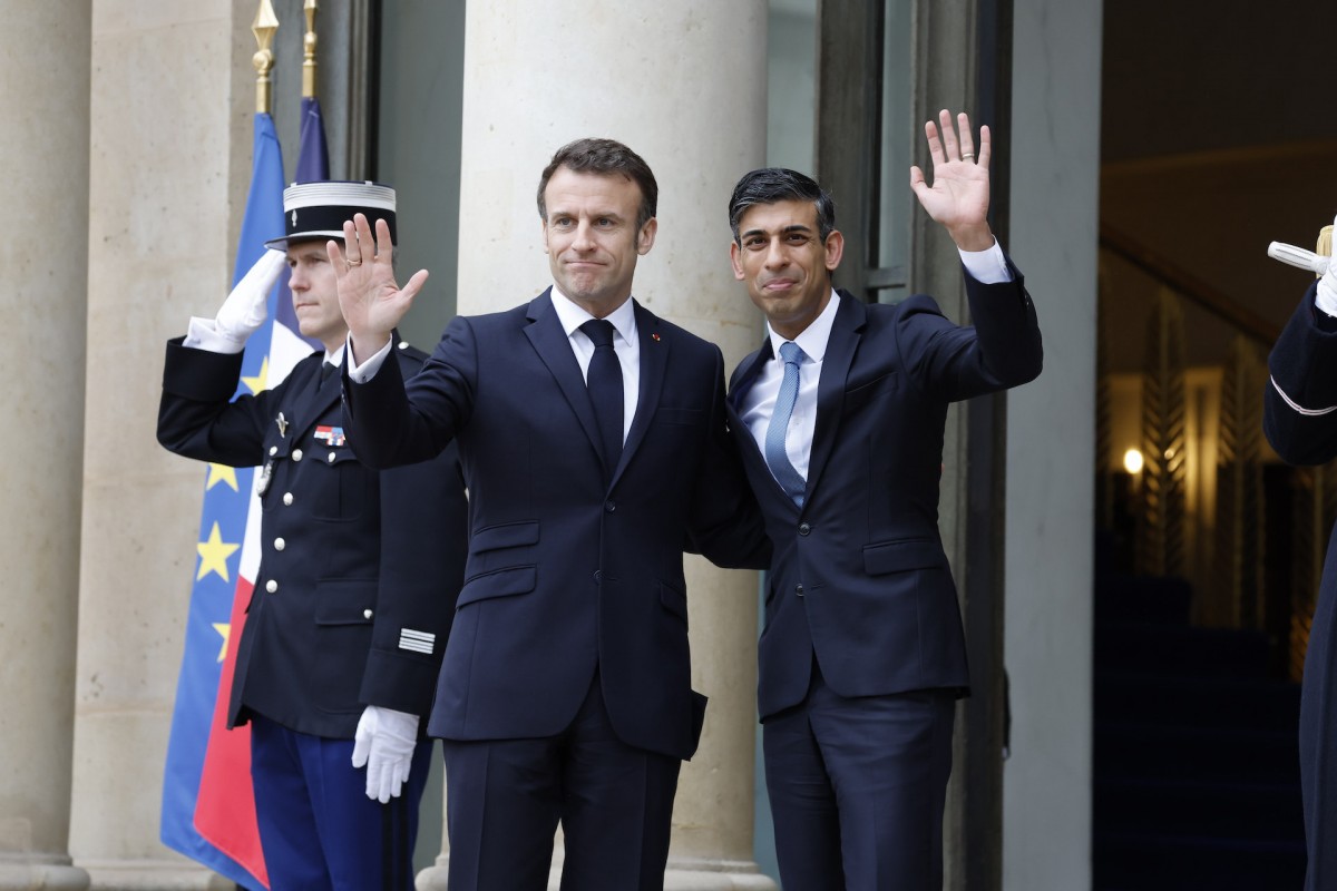 Reunión en París de Emmanuel Macron y Rishi Sunak. 