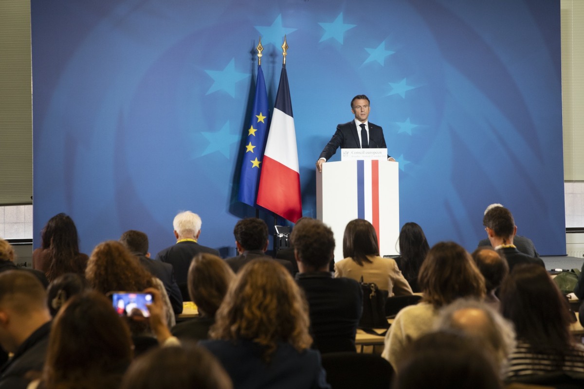 El presidente de Francia , Emmanuel Macron, en una imagen durante una reunión del Consejo Europeo, en la sede de la Unión Europea en Bruselas.