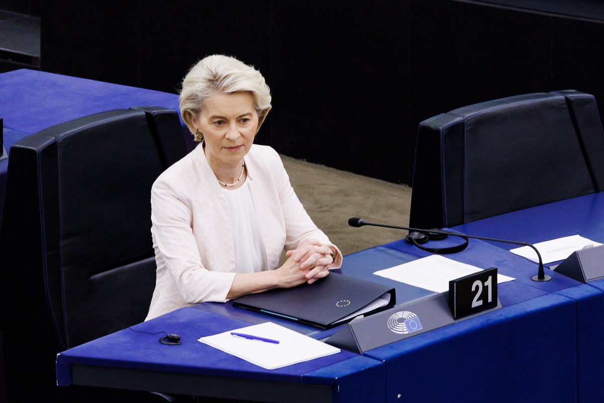 Ursula Von der Leyen durante su discurso por su segundo mandato como Presidenta de la Comisión Europea