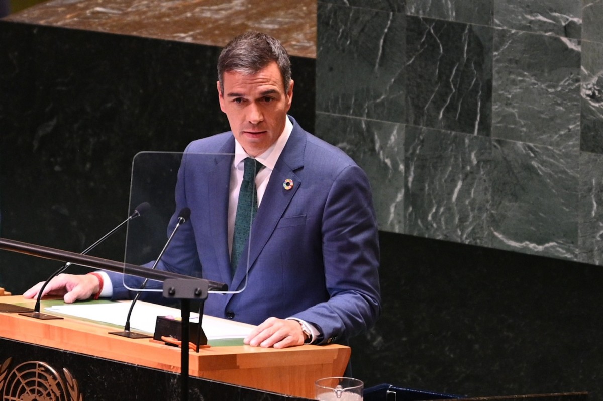 Pedro Sánchez before the UN General Assembly, in its 79th session, New York City.