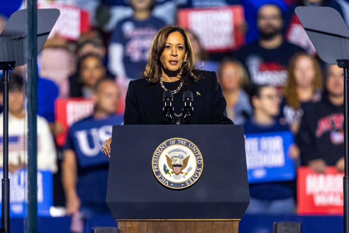 Kamala Harris durante el último acto de campaña previo a las elecciones del pasado 5 de noviembre.