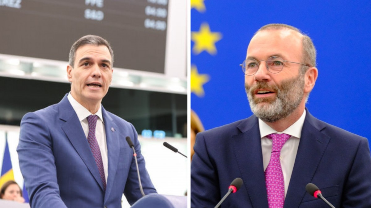 Pedro Sánchez y Manfred Weber se dirigen al Parlamento Europeo en sendas comparecencias.