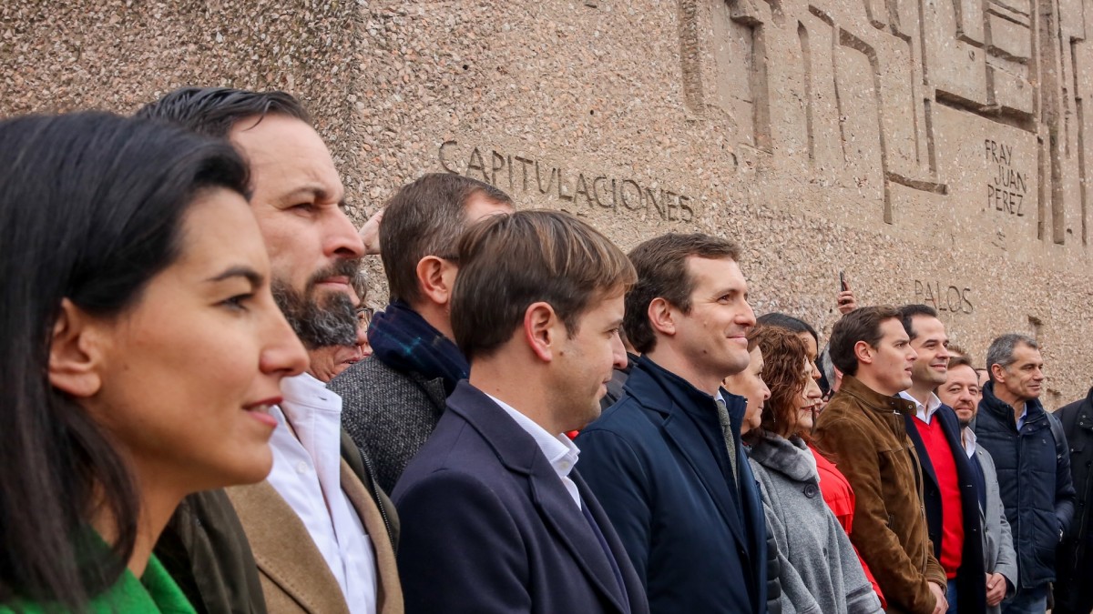 De los líderes asistentes a la manifestación de Colón, únicamente Santiago Abascal continua al frente de su partido.