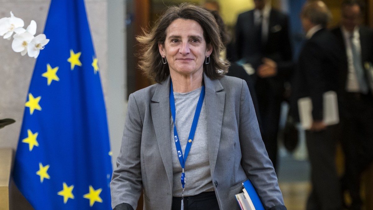 Teresa Ribera a su llegada a la reunión semanal del Colegio de Comisarios el pasado 29 de enero.