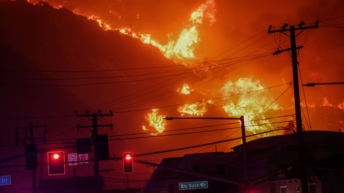 One of the fires that destroyed suburbs and parts of Los Angeles, Pacific Palisades on January 7.
