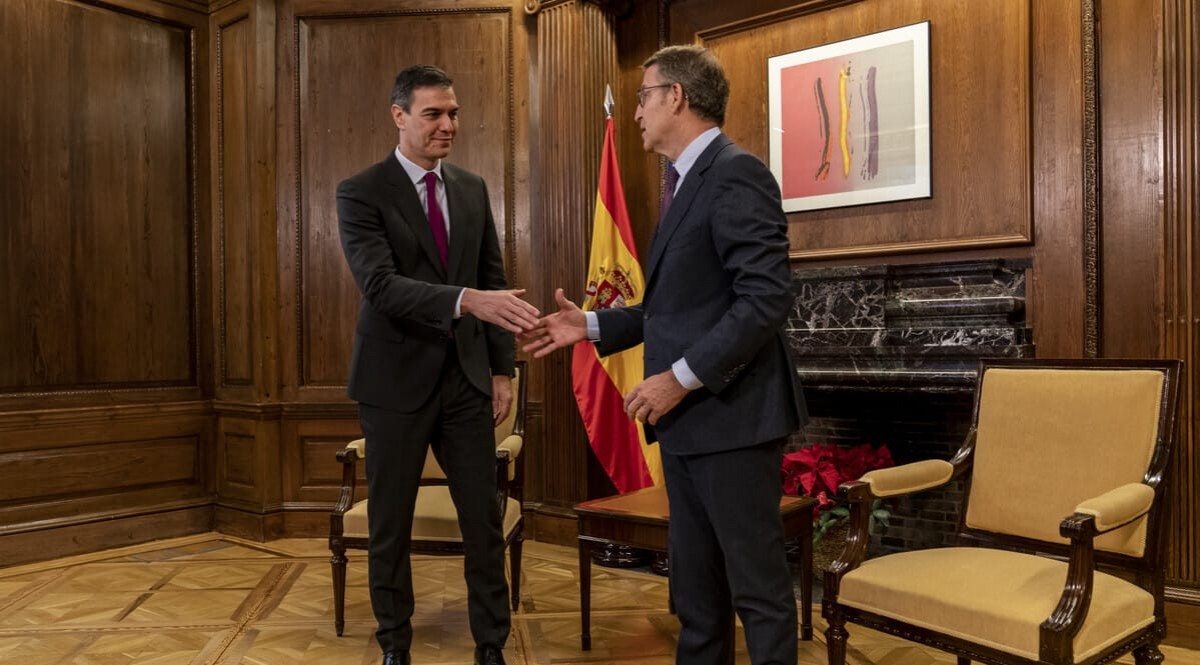 Reunión entre el Pedro Sánchez y Alberto Núñez Feijóo en Madrid.