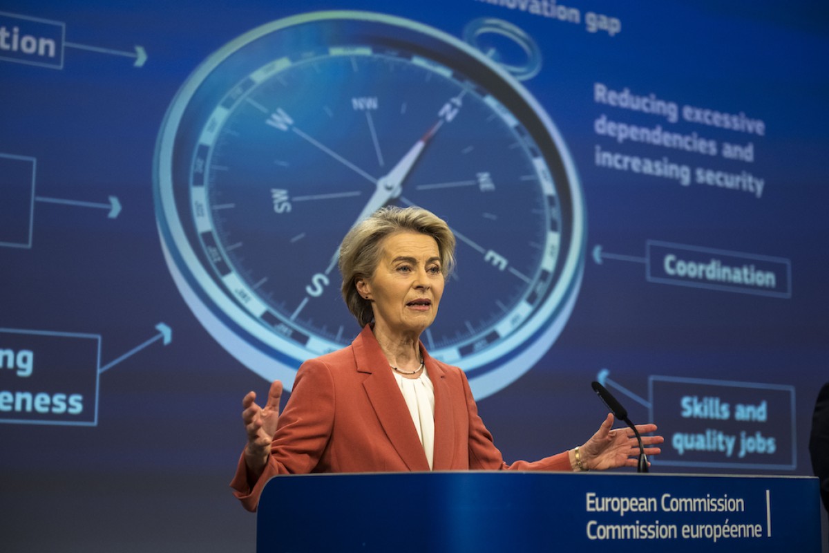 Von der Leyen y Séjourné presentan la Brújula de Competitividad de la UE.