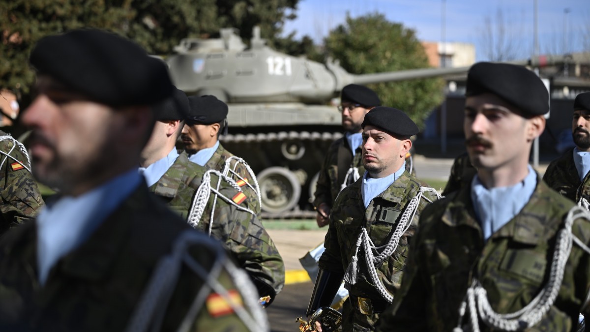 Efectivos del ejército español durante una visita del Rey Felipe VI a la Brigada 'Aragón I'.