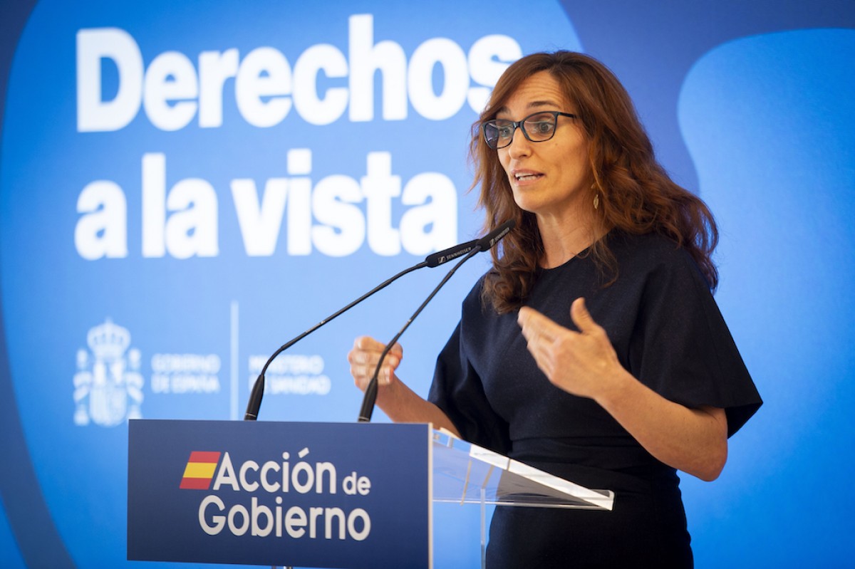 La ministra de Sanidad, Mónica García, durante un acto sobre políticas públicas de salud.