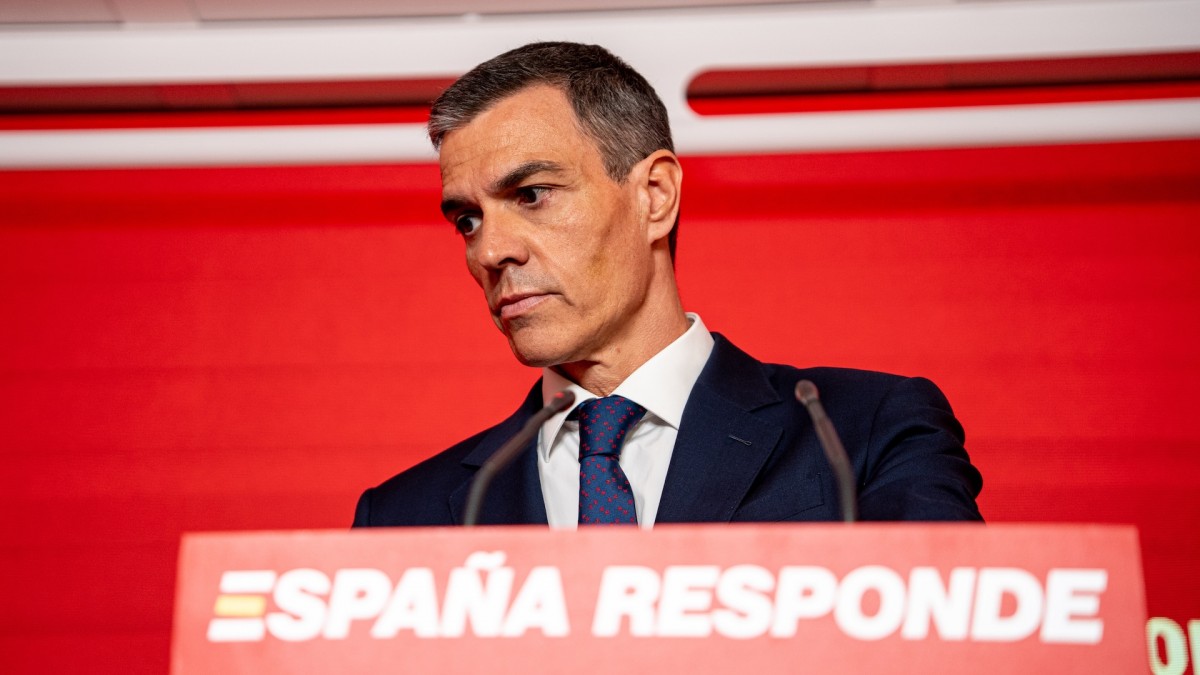 Pedro Sánchez, tras su comparecencia en la sede de Ferraz el pasado jueves.