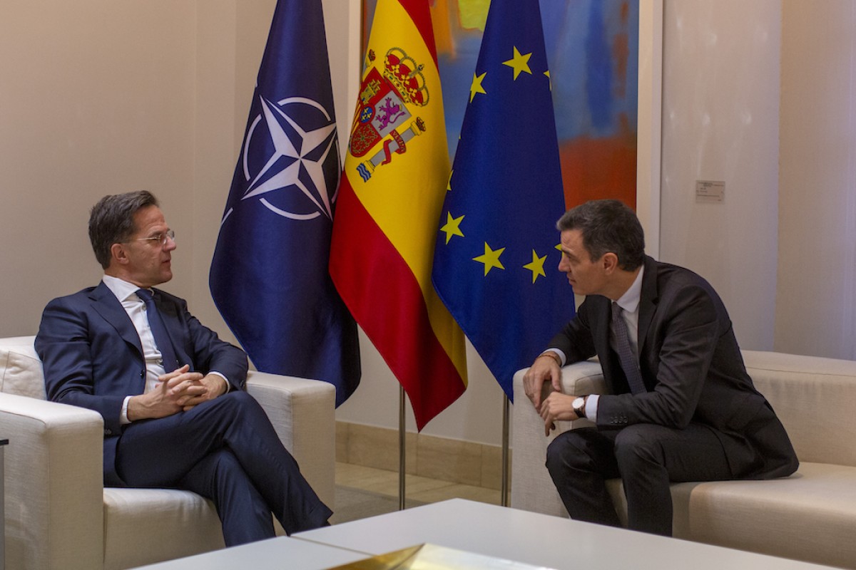 El secretario general de la OTAN en Madrid reunido con Pedro Sánchez.