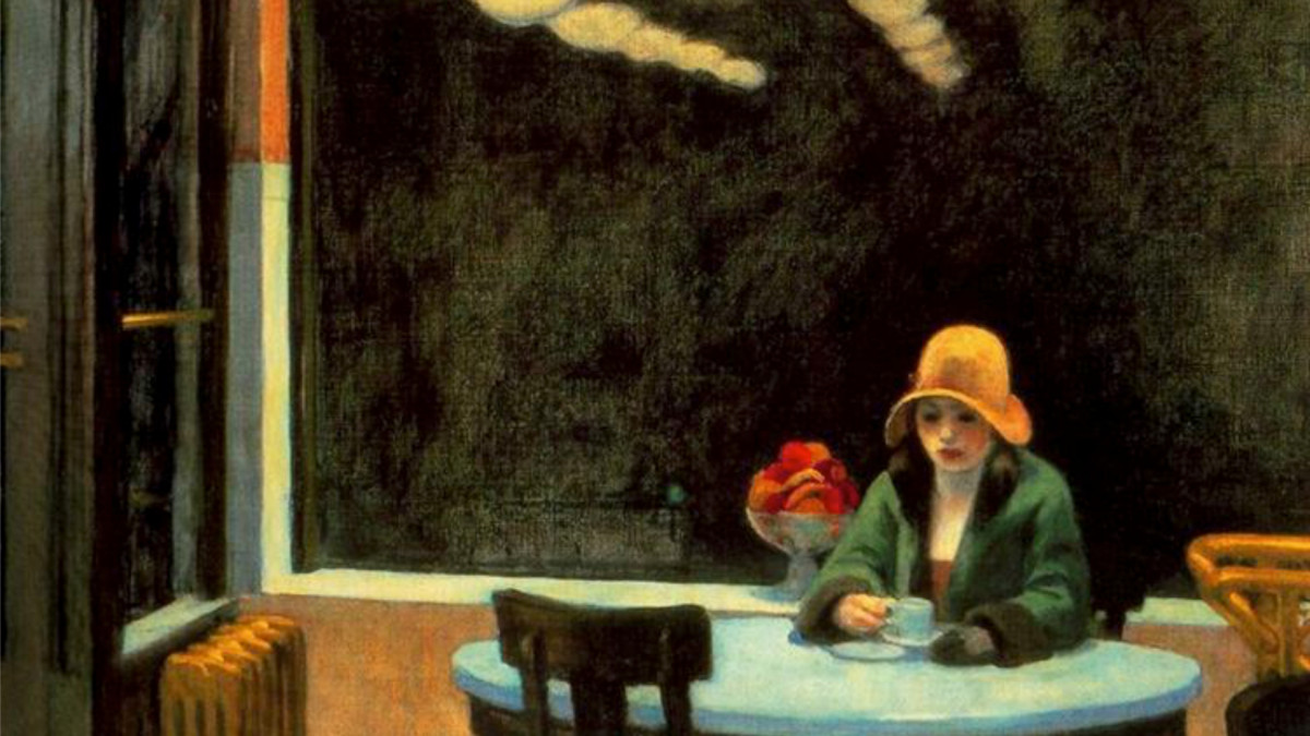 Recorte de la obra 'Automat' (1927) de Edward Hopper, artista reconocido por su representación de la soledad.