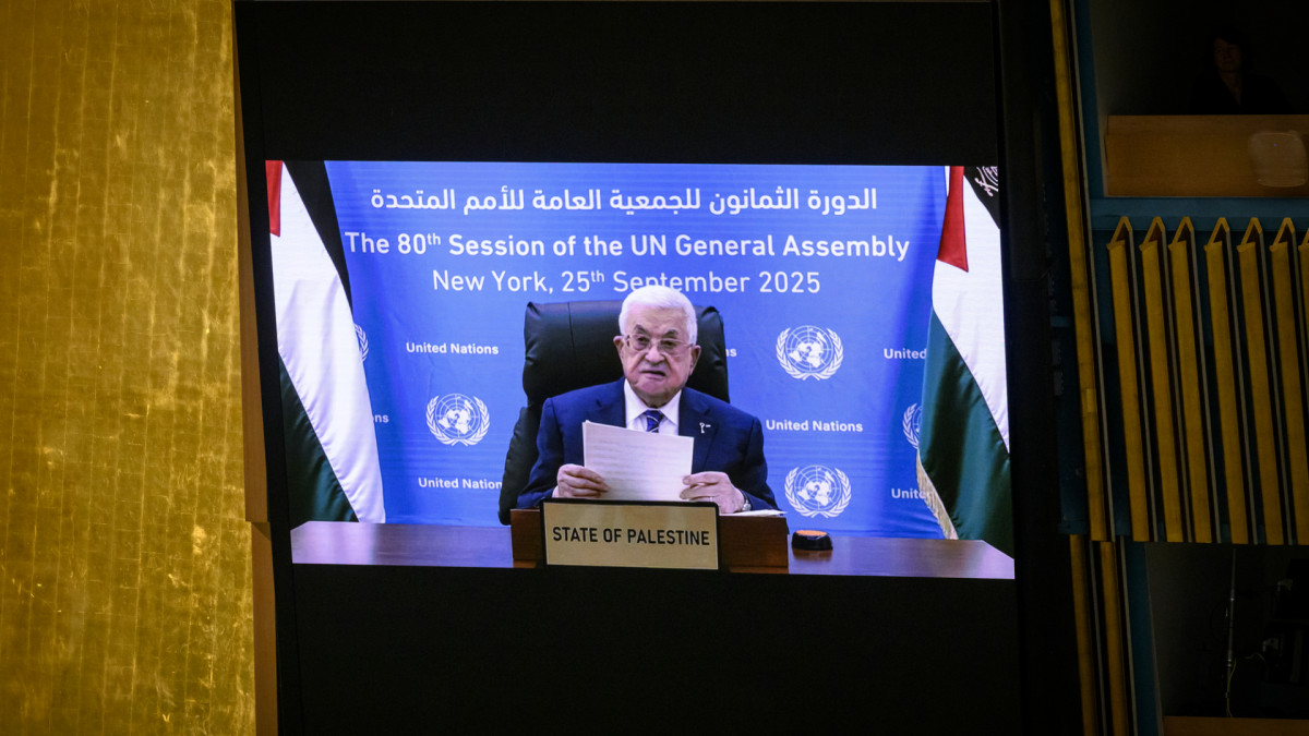 Mahmud Abás comparece de forma telemática durante la 80ª sesión de la Asamblea General de la ONU.