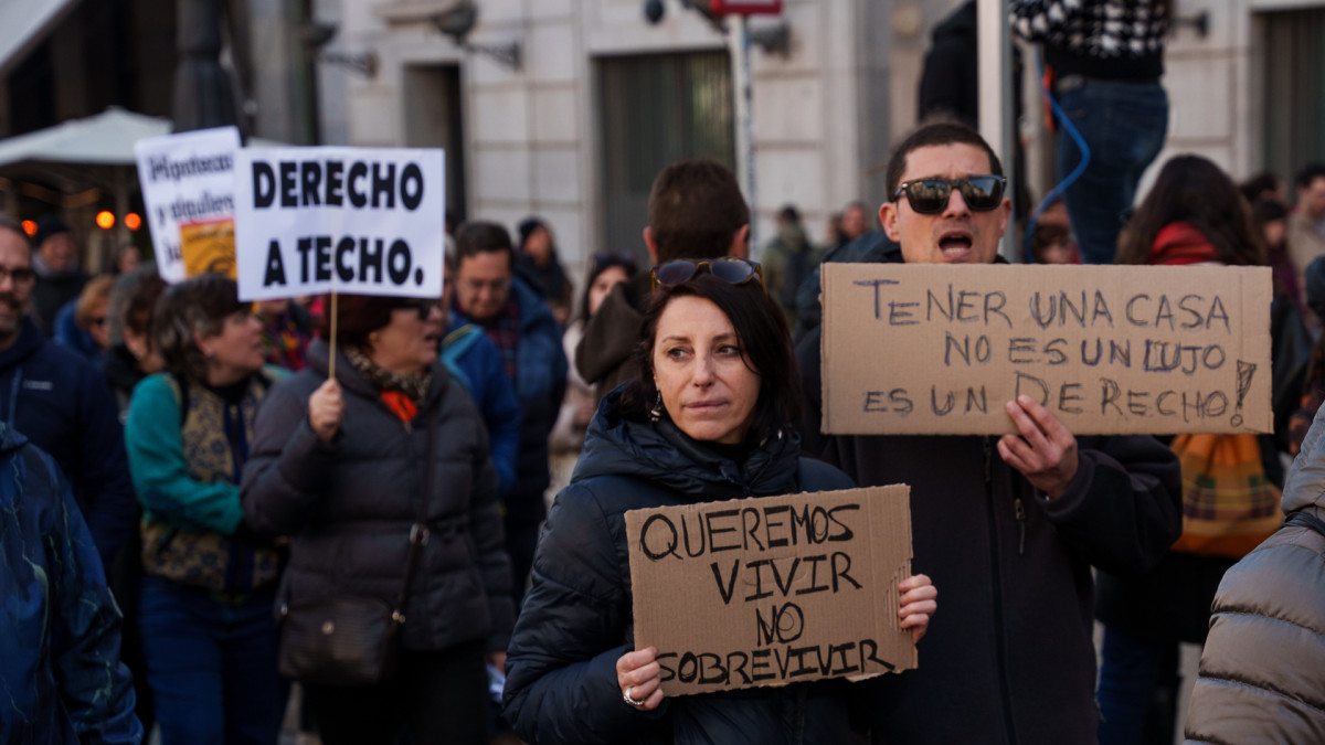 Manifestación por una vivienda digna el pasado mes de febrero en Madrid.