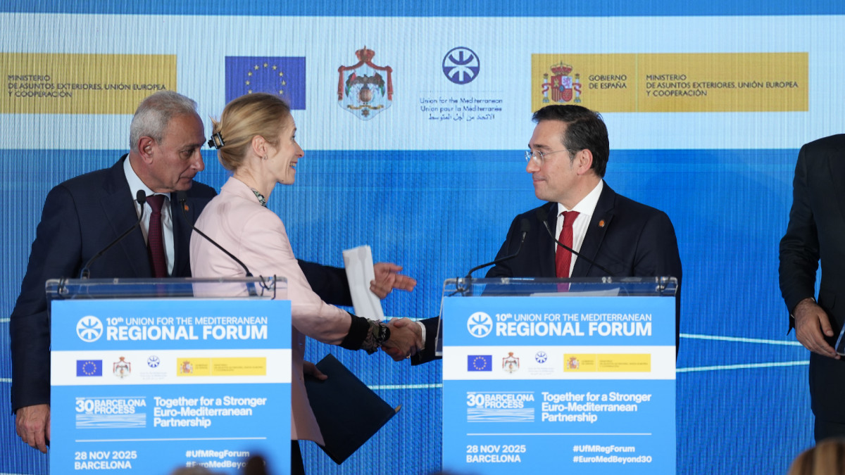  Left to right: Nasser Kamel, Secretary General of the Union for the Mediterranean; Kaja Kallas, High Representative of the EU for Foreign Affairs and Security Policy; José Manuel Albares, Spain’s Minister of Foreign Affairs
