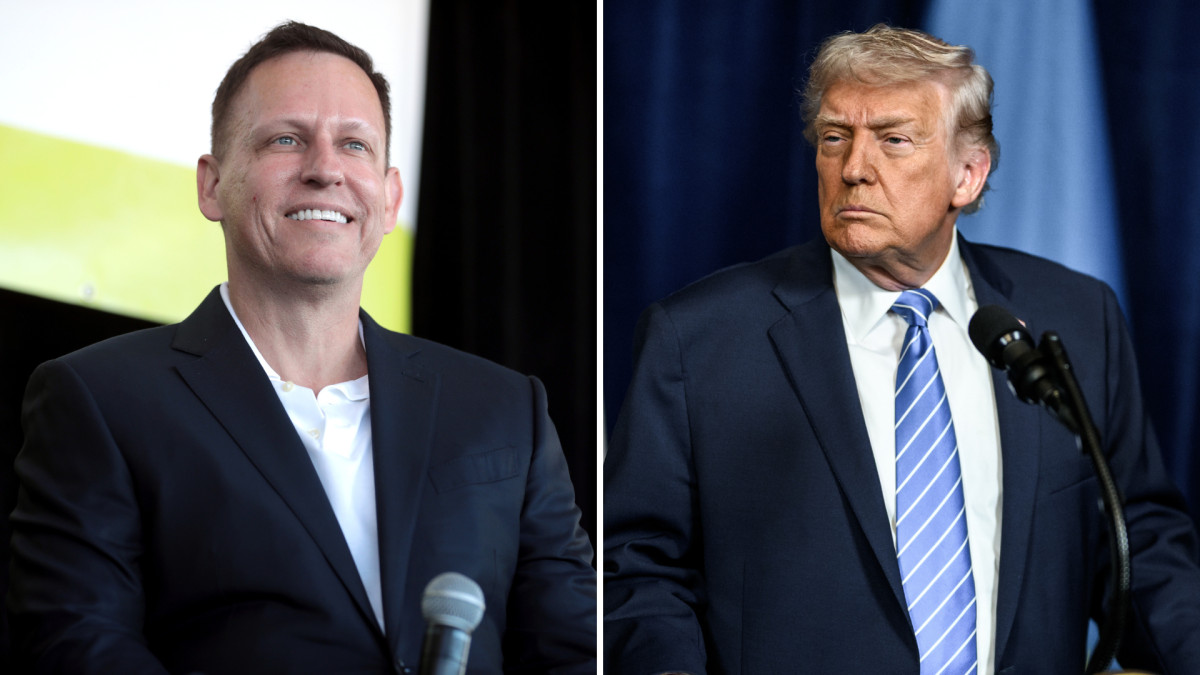 A la izquierda, el inversor del proyecto de Praxis Peter Thiel. A la derecha, el presidente estadounidense, Donald Trump. 