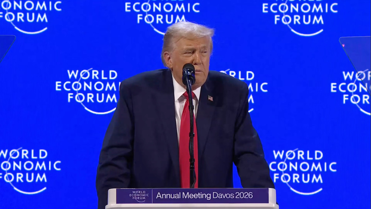 El presidente de Estados Unidos, Donald Trump, durante su intervención en el Foro Económico Mundial.