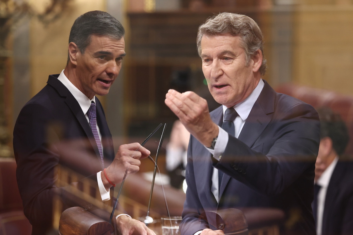 Pedro Sánchez y Alberto Núñez Feijóo en el Congreso de los Diputados.