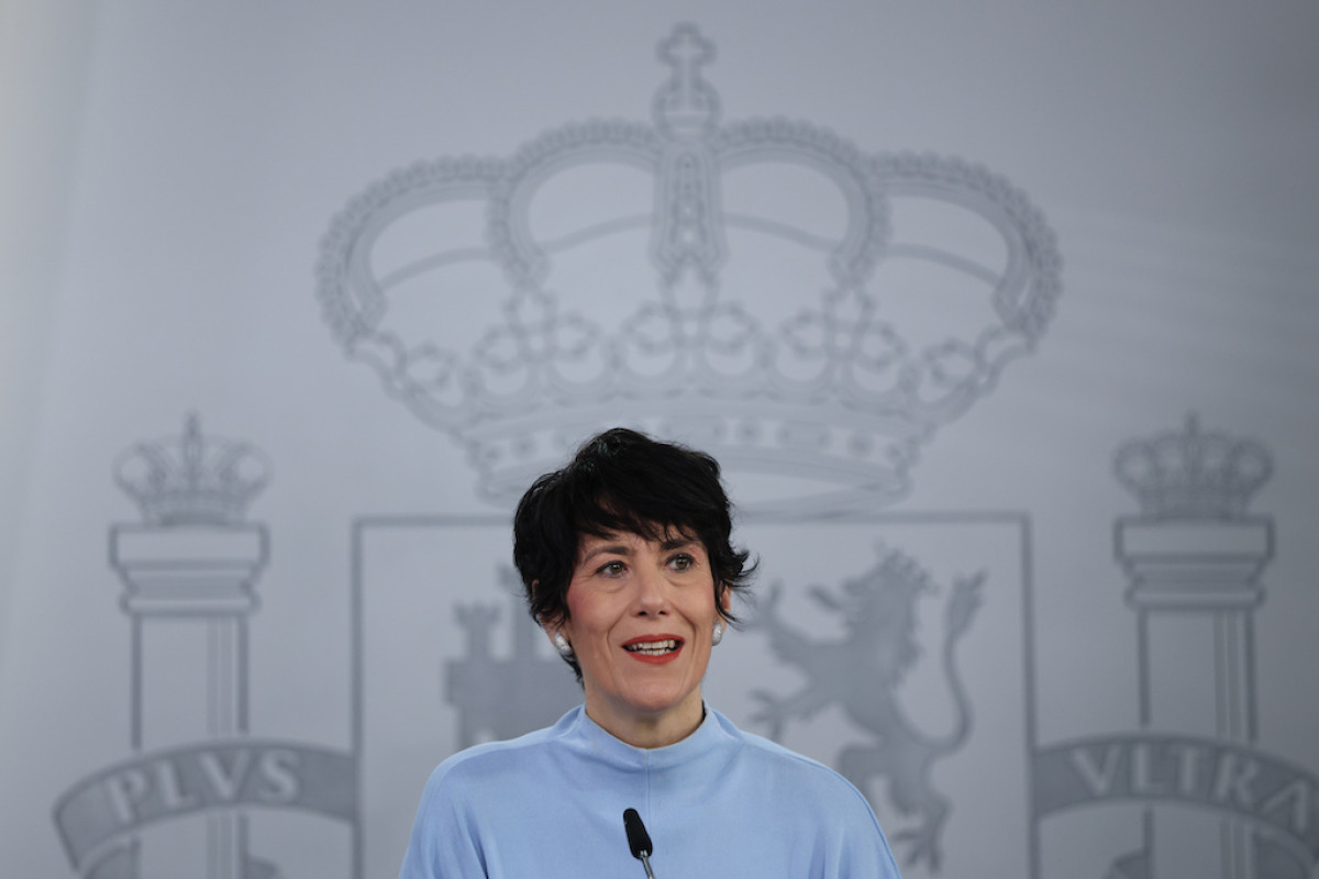 La ministra de Inclusión Seguridad Social y Migracioneas y portavoz del Gobierno, Elma Saiz, durante la rueda posterior al Consejo de Ministros en el Palacio de la Moncloa.