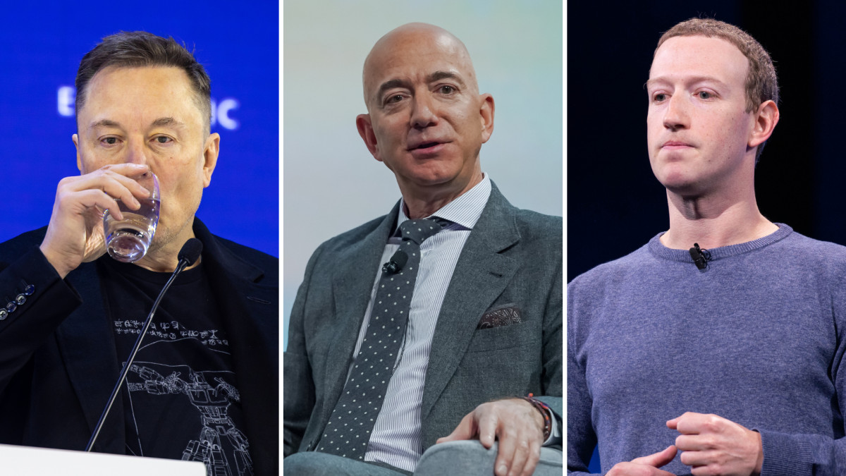 Elon Musk, Jeff Bezos y Mark Zuckerberg son ejemplos de tecnoligarcas según la definición de Yanis Varoufakis.