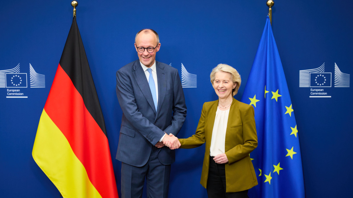 El canciller alemán, Friedrich Merz, visita a la Comisión Europea y su presidenta, Úrsula von der Leyen (12 de febrero).