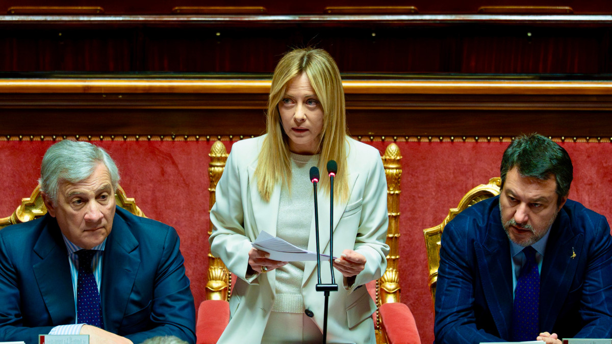 Italian Prime Minister Giorgia Meloni in the Senate.
