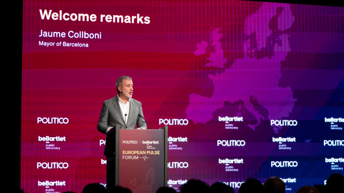 El alcalde Barcelona, Jaume Collboni, en la inauguración del 'European Pulse Forum 2026', una iniciativa de 'POLITICO' y beBartlet.