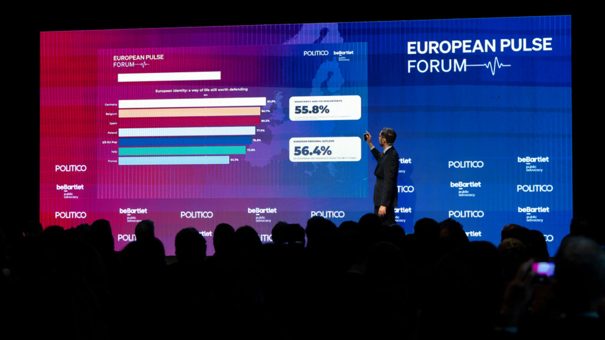 Adrian Jofre Bosch, partner at the beBartlet consultancy, presents the main survey findings at the European Pulse Forum