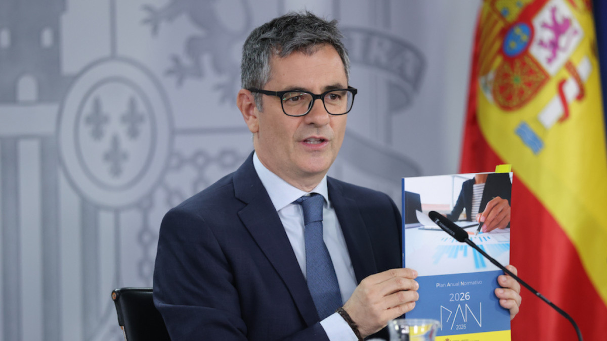 Félix Bolaños, Minister of the Presidency, Justice, and Relations with the Cortes, at a press conference following a meeting of the Council of Ministers.