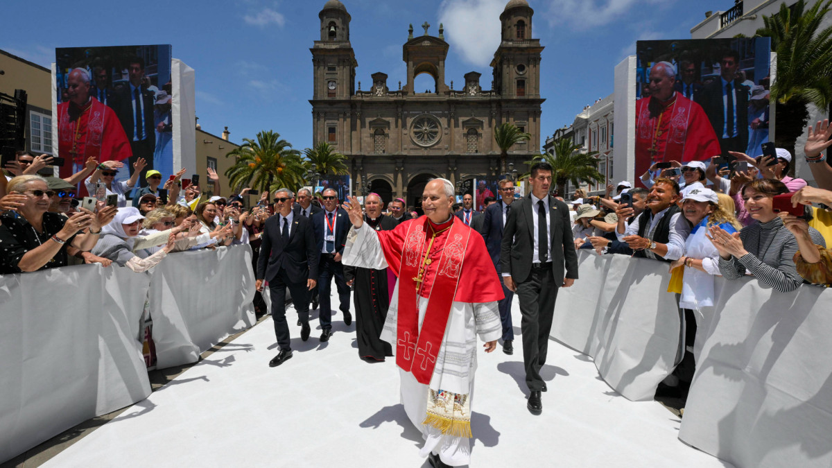 El Papa León XIV en Las Palmas de Gran Canaria durante su viaje apostólico por España.