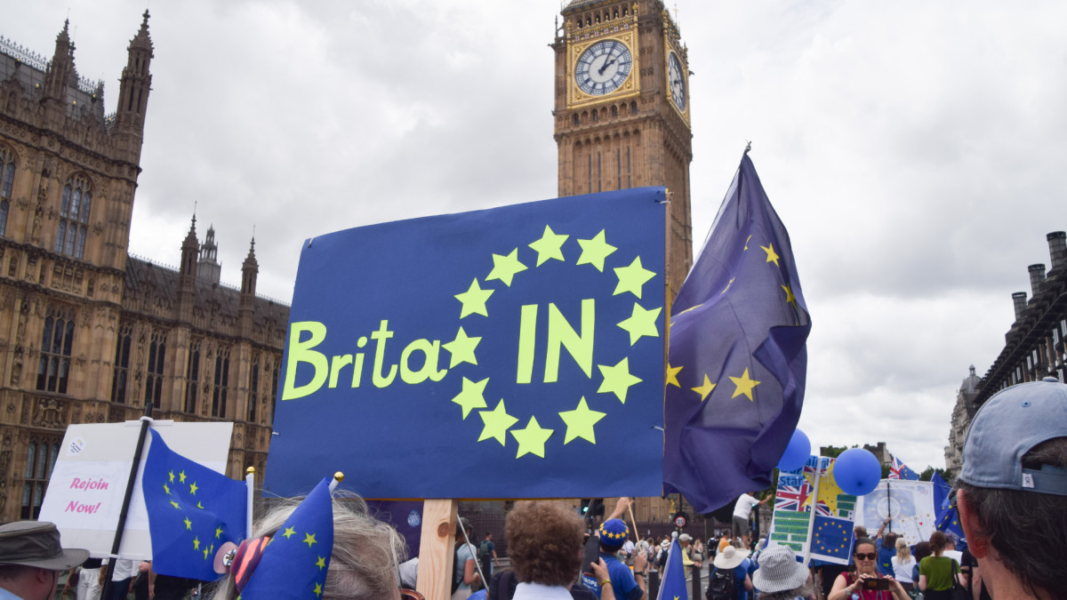 La marcha a favor del reingreso del Reino Unido en la UE tuvo lugar en Londres en el décimo aniversario del referéndum.