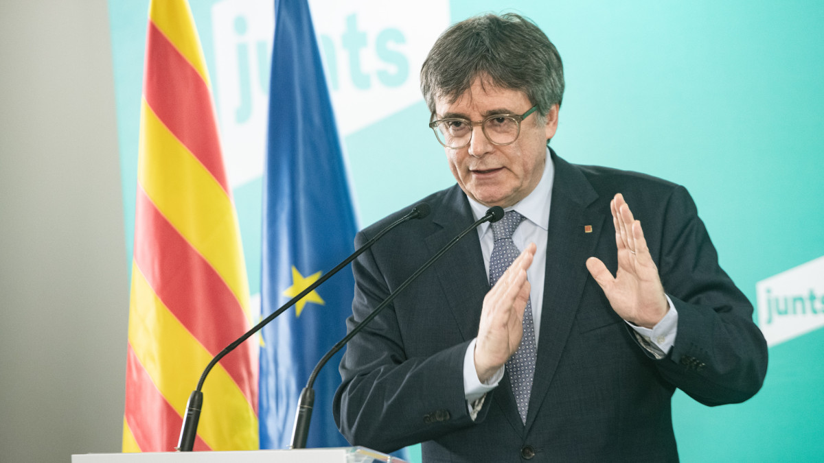 El presidente de Junts per Catalunya, Carles Puigdemont en Perpiñán (Francia).