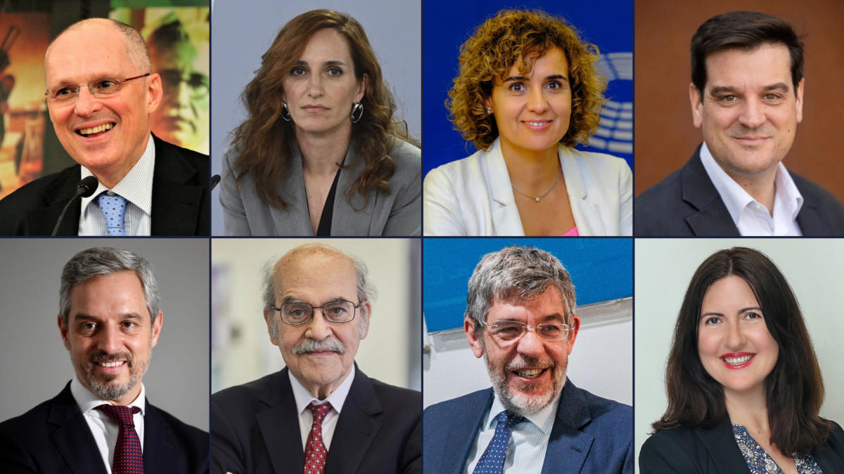 De izquierda a derecha y de arriba hacia abajo: Walter Ricciardi, Mónica García, Dolors Montserrat, Tomás Zapata, Juan Bravo, Andreu Mas-Colell, Alberto Nadal y Helena Legido-Quigley.