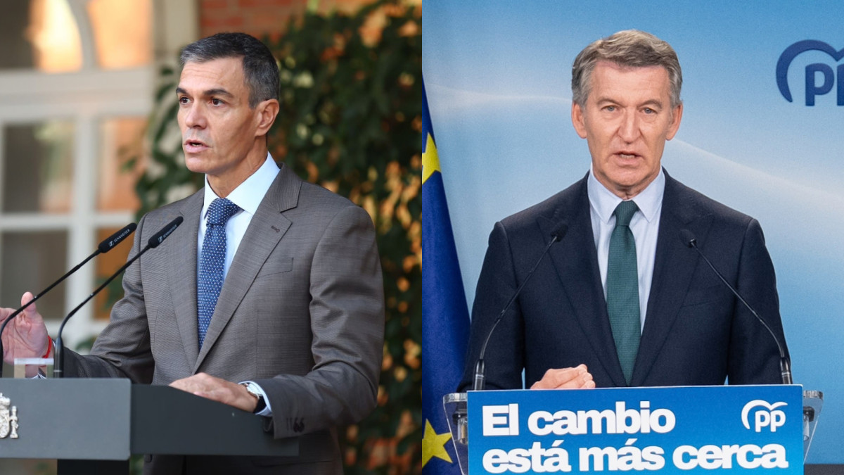 Pedro Sánchez y Alberto Núñez Feijóo en sus respectivas comparecencias del 5 de octubre. | La Moncloa y Partido Popular