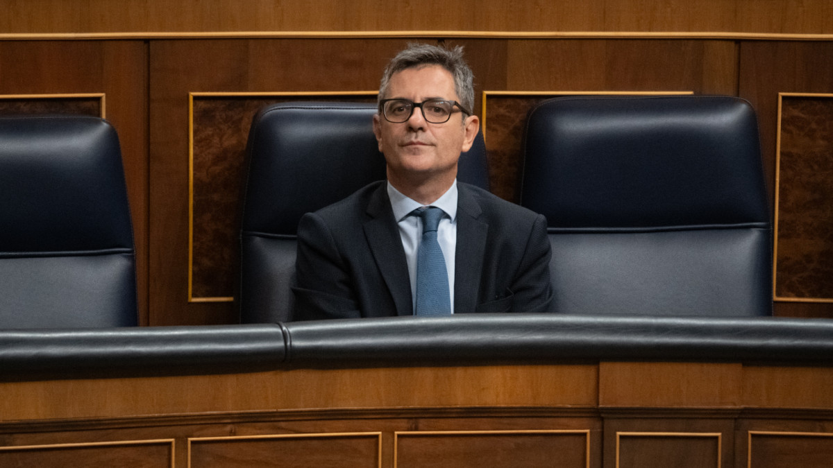 El ministro de la Presidencia, Justicia y Relaciones con las Cortes, Félix Bolaños, en el Congreso de los Diputados.