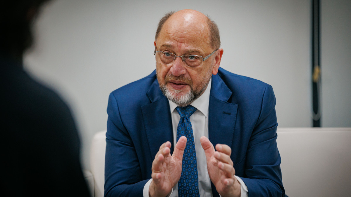 Martin Schulz, presidente de la Fundación Friedrich Ebert, durante la entrevista en la Universidad Carlos III de Madrid | Agenda Pública / Tania Sieira